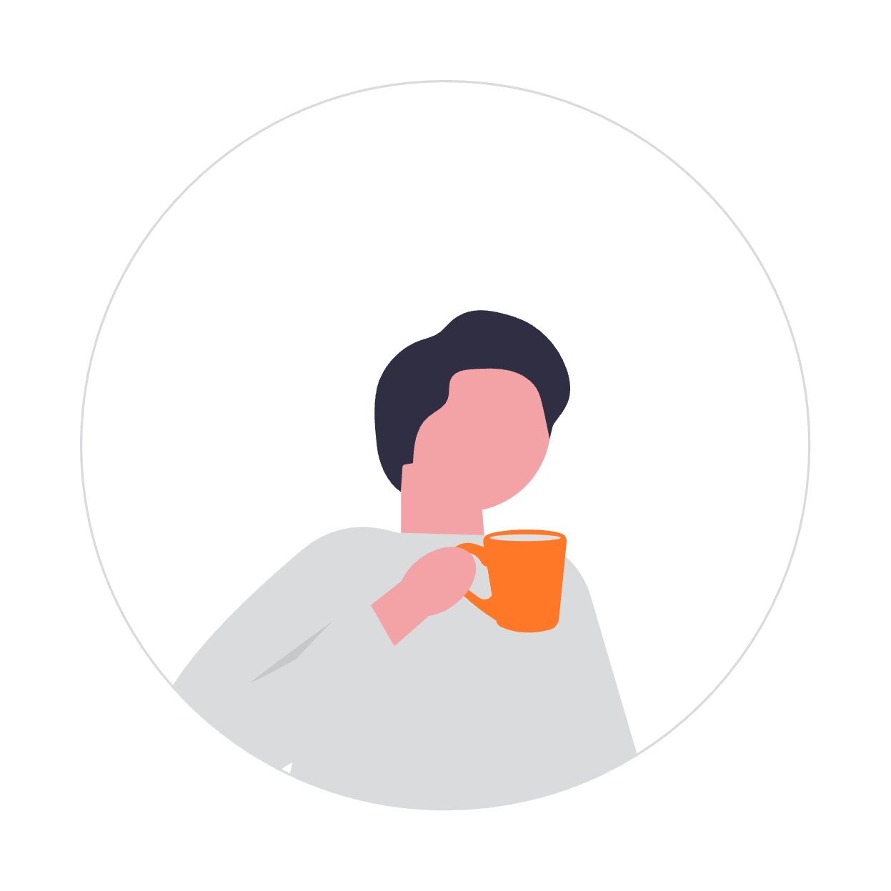 Person drinking coffee at Big Worle community hub icon.